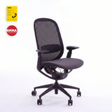 Purple O2 ergonomic chair in front three-quarter view with K-Design Award and BIFMA badges